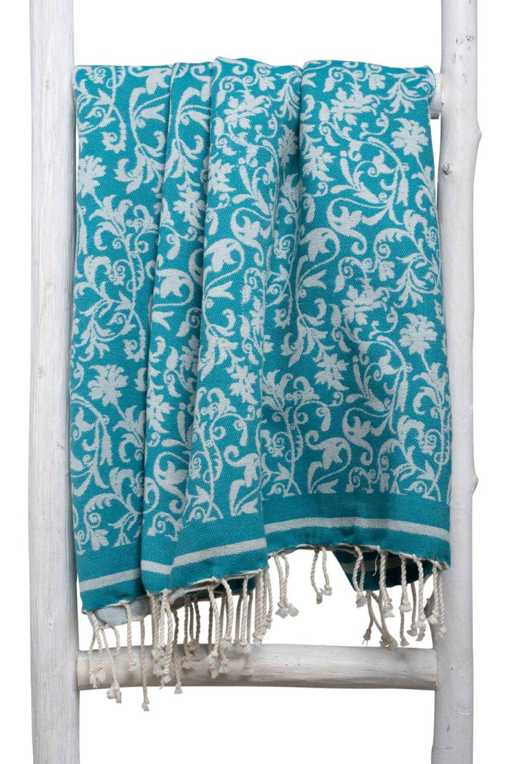 Fouta Hamam Handtuch mit Blumen für Damen - 100x190 cm - Fairer Handel –